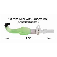 4.5 Green Flamingo Nectar Collector 10 mm Mini With Quartz Nail