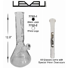 12 Inch White Logo Black Logo Level Beaker Water Pipe