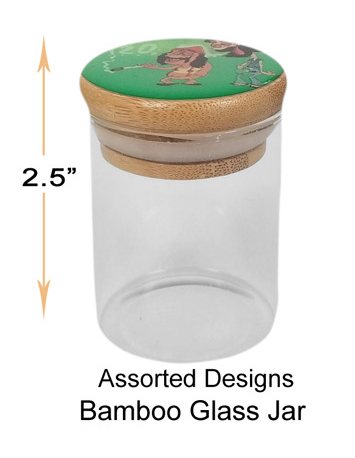 2.5 Inch Rasta Bamboo Glass Jar