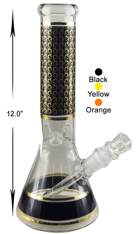 12 Inch Water Pipe With Gold Flowers