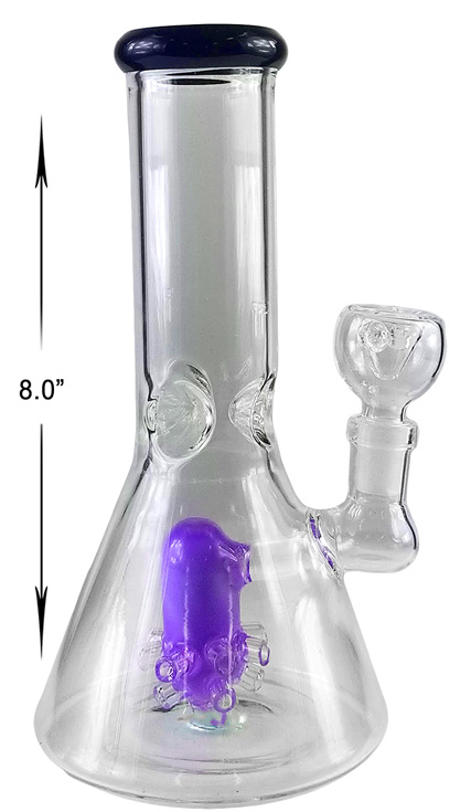 8 Inch Purple Percolator Beaker Water Pipe